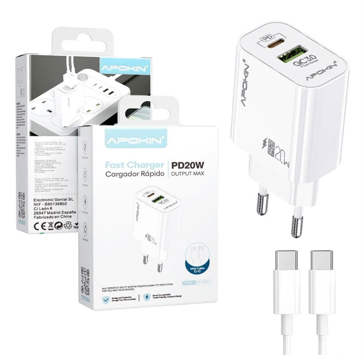 Carregador 25W Entrada Dupla Usb-A + USB-C Com Cabo Usb C - Usb C