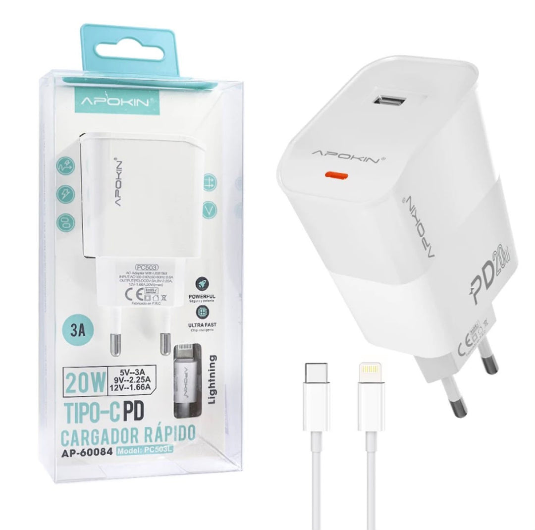 Carregador 20W Entrada USB-C Com Cabo Usb C - Lightning